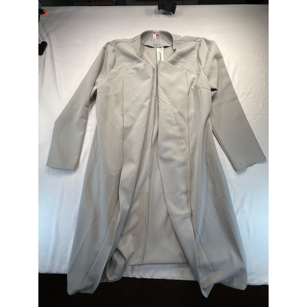 Journey Five Womens XXL Duster Cardigan Open Front Longline Jacket Light Gray